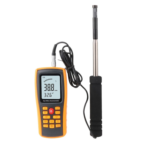 BENETECH GM8903 หน้าจอ LCD ขนาด 2.6 นิ้วเครื่องวัดความเร็วลมแบบดิจิตอล Hot Wire Wind Speed Wind Temperature Anemometer, GM8903