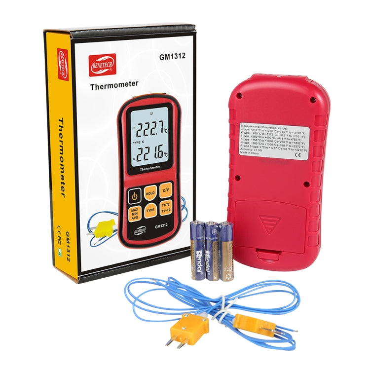 BENETECH GM1312 เทอร์โมคัปเปิ้ลเทอร์โมคัปเปิลหน้าจอ LCD ขนาด 2.4 นิ้ว วัดประเภท J,K,T,E,N และ R, ช่วงการวัด: -50~300C