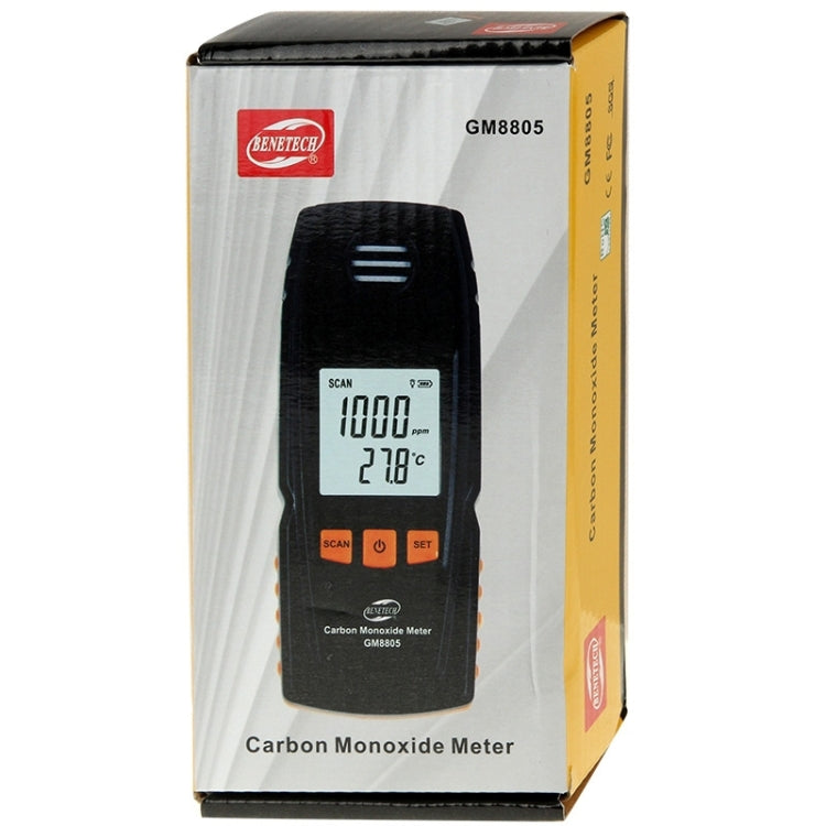BENETECH GM8805 จอแสดงผล LCD มือถือคาร์บอนมอนอกไซด์ CO Monitor เครื่องตรวจจับ Meter Tester, ช่วงการวัด: 0-1000ppm