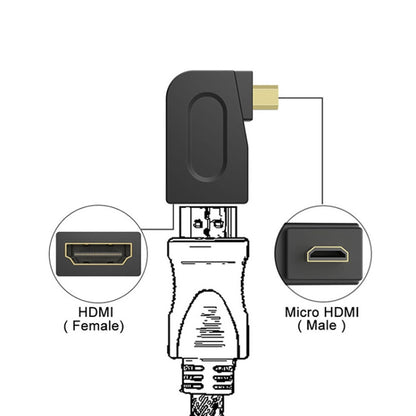 อะแดปเตอร์ Micro HDMI ชุบทองชายกับอะแดปเตอร์ HDMI 19 พินหญิงพร้อมมุม 90 องศา, Micro HDMI to HDMI