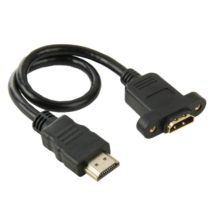 สายอะแดปเตอร์ตัวเมีย HDMI (Type-A) ชายไปเป็น HDMI (Type-A) ขนาด 30 ซม. พร้อมรูสกรู 2 รู, HDMI AM to AF with Ear Hole (30cm)