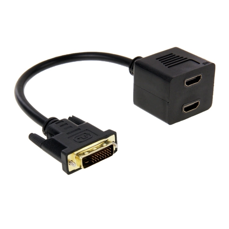 29.5 ซม. DVI 24 + 1 พินชายถึง 2 x HDMI Female Splitter Cable, DVI 24+1 Pin Male to 2 x HDMI Female