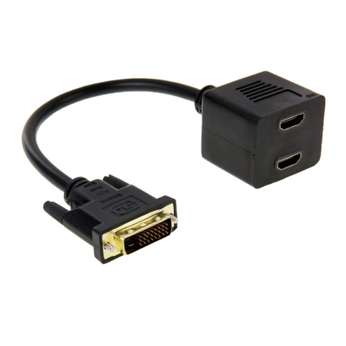 29.5 ซม. DVI 24 + 1 พินชายถึง 2 x HDMI Female Splitter Cable, DVI 24+1 Pin Male to 2 x HDMI Female