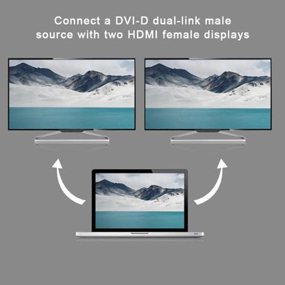 29.5 ซม. DVI 24 + 1 พินชายถึง 2 x HDMI Female Splitter Cable, DVI 24+1 Pin Male to 2 x HDMI Female