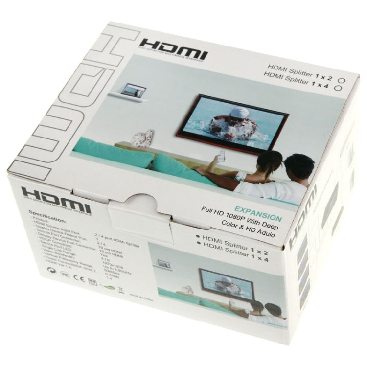 มินิ HD 1080P 1x4 HDMI V1.4 แยกสำหรับ HDTV / STB / DVD / โปรเจคเตอร์ / DVR, 1x4 HDMI (Mini)