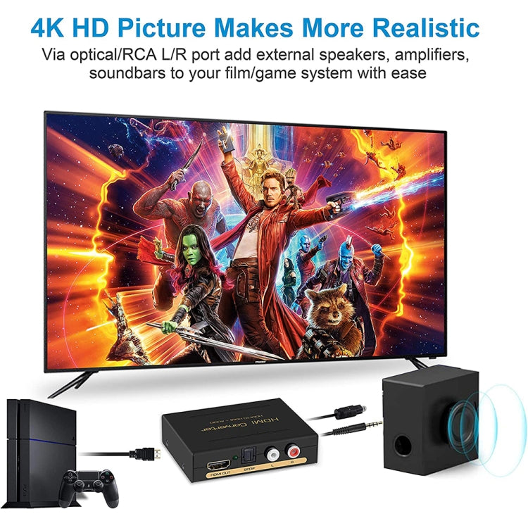 ตัวแปลง HDMI เป็น HDMI + เสียง (SPDIF + R/L) (ปลั๊ก EU), HDMI to HDMI + Audio