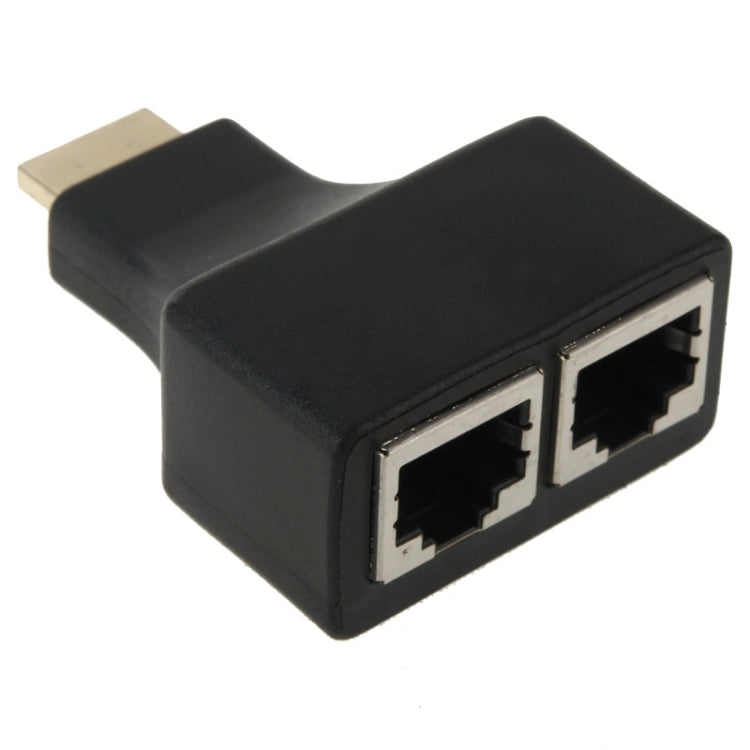 30 ม. HDMI ถึง Dual Port RJ45 สายเคเบิลเครือข่าย Extender Over โดย Cat 5e/6 3D HDTV Up, Dual RJ45 Black