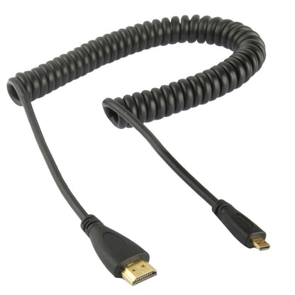 เวอร์ชัน 1.4 สายเคเบิลขดตัวผู้แบบ Micro HDMI ชุบทองเป็น HDMI ตัวผู้ รองรับ 3D / อีเธอร์เน็ต ความยาว: 60 ซม. (สามารถขยายได้สูงสุด 2 ม.), Micro HDMI AM to HDMI AM
