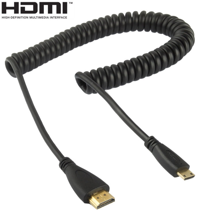 เวอร์ชัน 1.4 สายเคเบิลขดตัวผู้มินิ HDMI ชุบทองเป็น HDMI ตัวผู้ รองรับ 3D / อีเธอร์เน็ต ความยาว: 60 ซม. (สามารถขยายได้สูงสุด 2 ม.), Mini HDMI AM to HDMI AM