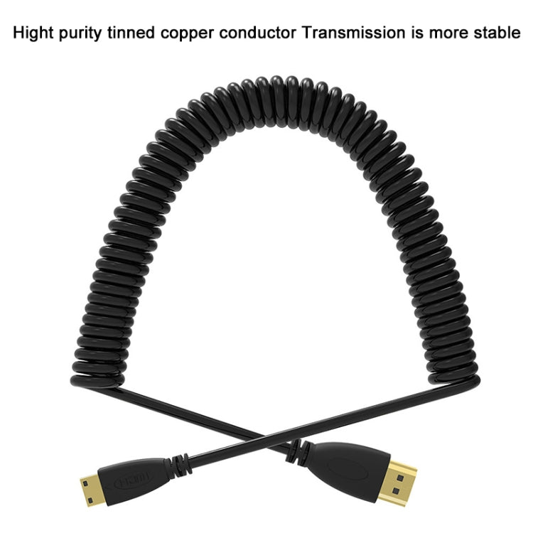 เวอร์ชัน 1.4 สายเคเบิลขดตัวผู้มินิ HDMI ชุบทองเป็น HDMI ตัวผู้ รองรับ 3D / อีเธอร์เน็ต ความยาว: 60 ซม. (สามารถขยายได้สูงสุด 2 ม.), Mini HDMI AM to HDMI AM