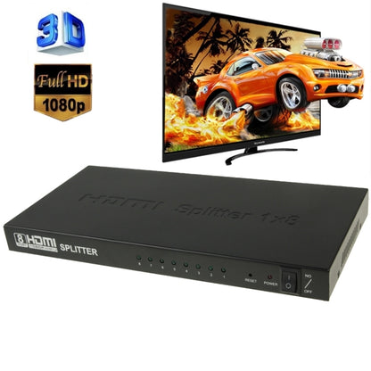 V1.4 Full HD 1080P 1 x 8 ตัวแยกแอมพลิฟายเออร์ HDMI รองรับ 3D, 1x8 HDMI, Support 3D