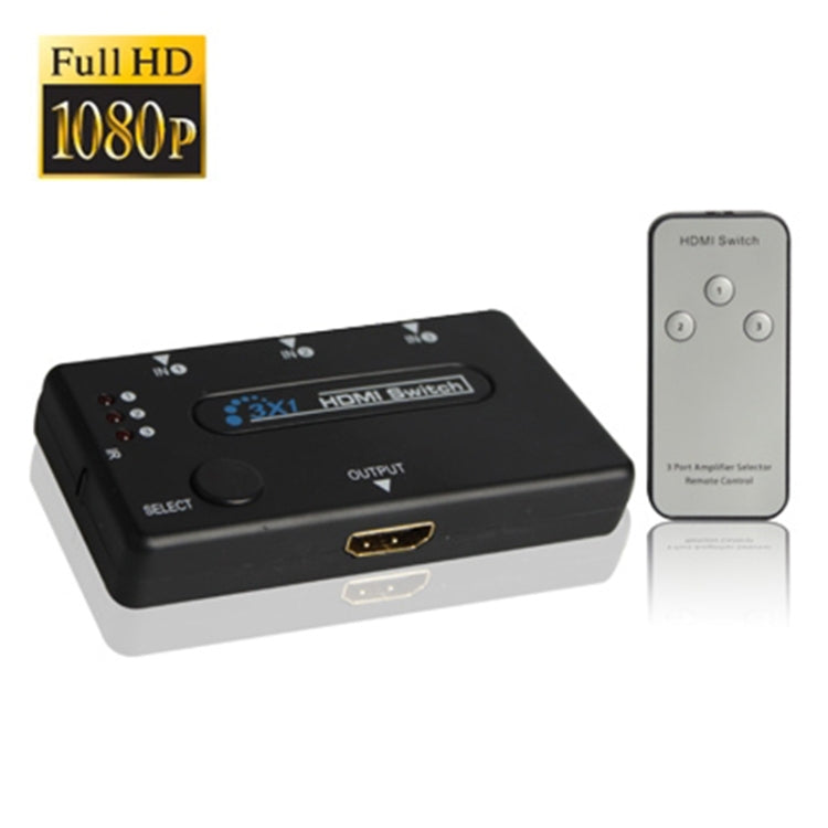 เครื่องขยายสัญญาณ 3 พอร์ต สวิตช์ HDMI 1080P เวอร์ชัน 1.3 พร้อมรีโมทคอนโทรล, with Remote Controller