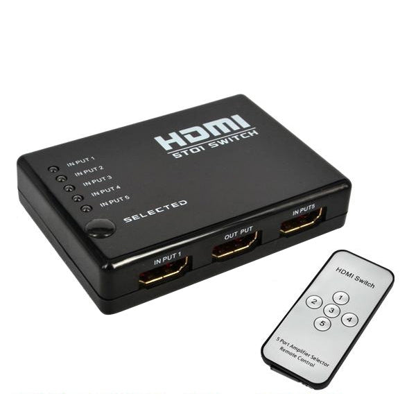 สวิตช์ HDMI 5 พอร์ต 1080P พร้อมรีโมทคอนโทรล รองรับ HDTV, Support HDTV