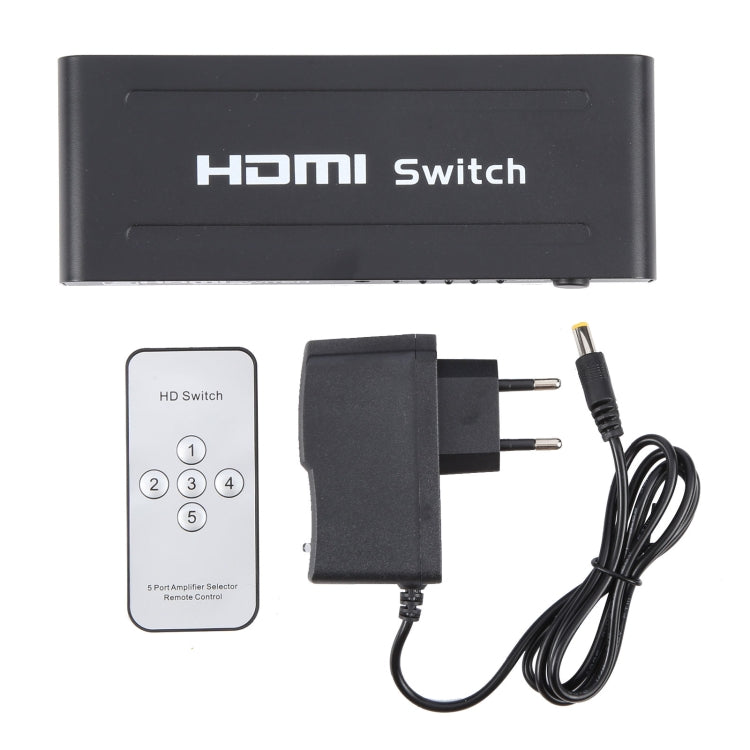 สวิตช์ HDMI Full HD 1080P 5 พอร์ตพร้อมรีโมทคอนโทรลและไฟ LED, With LED Indicator