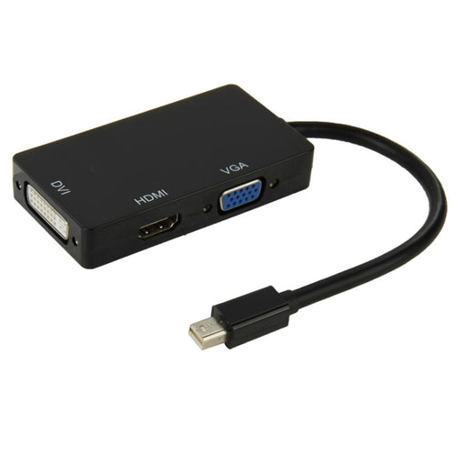 มินิดิสเพลย์พอร์ตชายกับสายแปลงอะแดปเตอร์หญิง HDMI + VGA + DVI สำหรับ Mac Book Pro Air ความยาวสายเคเบิล: 17 ซม, Mini DP to HDMI+VGA+DVI (Black), Mini DP to HDMI+VGA+DVI (White)
