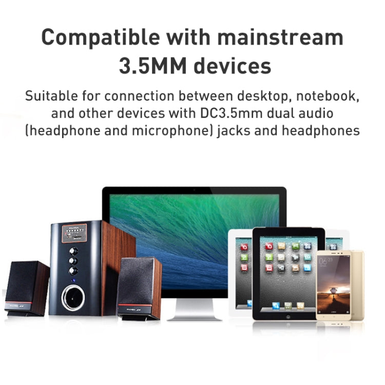 ไมโครโฟนแจ็ค 3.5 มม. สไตล์บะหมี่ + สายหูฟังสำหรับพีซี / แล็ปท็อป ความยาว: 22 ซม