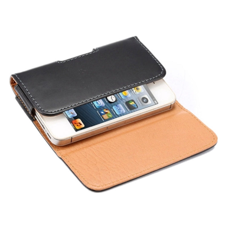 ซองหนังพลิกแนวตั้ง / กระเป๋าคาดเอว Crazy Horse Texture พร้อมเฝือกด้านหลังสำหรับ iPhone 5G