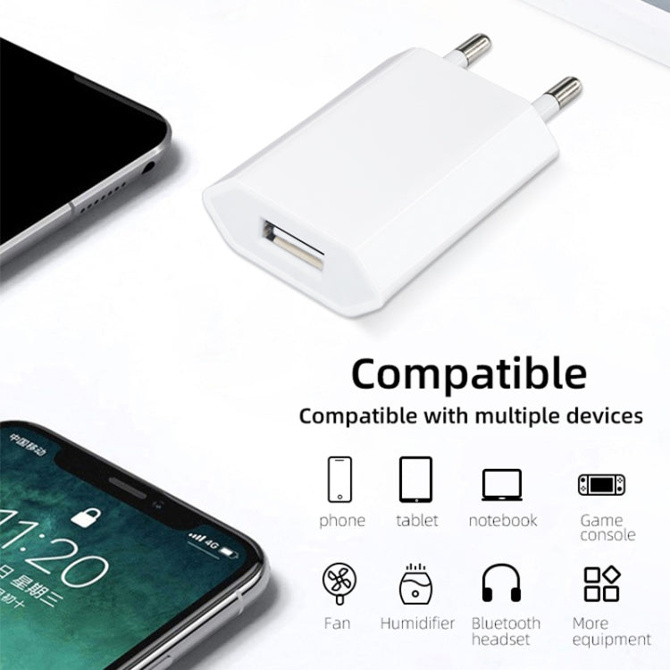 คุณภาพสูง 5V / 1A EU Plug USB Charger Adapter สำหรับ iPhone, Galaxy, Huawei, Xiaomi, LG, HTC และโทรศัพท์สมาร์ทอื่น ๆ อุปกรณ์ชาร์จใหม่ได้