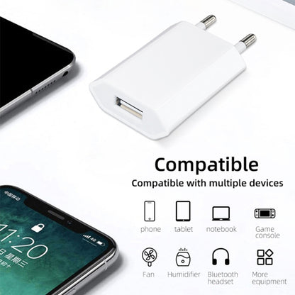 คุณภาพสูง 5V / 1A EU Plug USB Charger Adapter สำหรับ iPhone, Galaxy, Huawei, Xiaomi, LG, HTC และโทรศัพท์สมาร์ทอื่น ๆ อุปกรณ์ชาร์จใหม่ได้