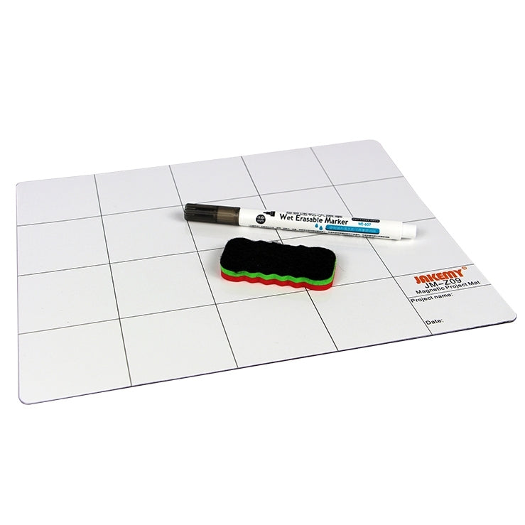 JAKEMY JM-Z09 25 ซม. x 20 ซม. แผ่นแม่เหล็กพร้อมปากกามาร์กเกอร์สำหรับ iPhone / Samsung ซ่อมเครื่องมือ, JM-Z09