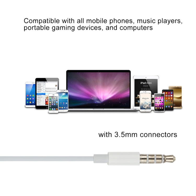 หูฟังแบบมีสาย 3.5 มม. สำหรับโทรศัพท์ Android / พีซี / เครื่องเล่น MP3 / แล็ปท็อป, ความยาวสายเคเบิล: 1.2 ม.