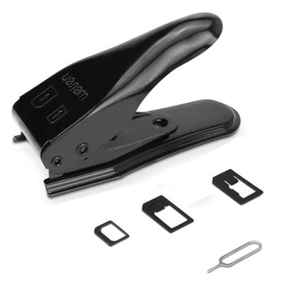 เครื่องตัดนาโนซิมคู่สำหรับ iPhone / Samsung / Huawei / Xiaomi (พร้อมอะแดปเตอร์นาโนซิมเป็นไมโครซิมการ์ด + นาโนซิมเป็นอะแดปเตอร์ซิมการ์ดมาตรฐาน + ไมโครซิมเป็นอะแดปเตอร์ซิมการ์ดมาตรฐาน + ที่วางถาดซิมการ์ดเครื่องมือสำคัญ Eject Pin), Dual Nano Sim Cutter