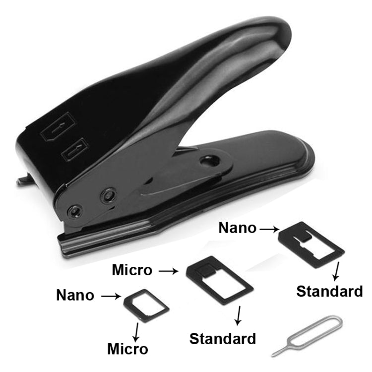 เครื่องตัดนาโนซิมคู่สำหรับ iPhone / Samsung / Huawei / Xiaomi (พร้อมอะแดปเตอร์นาโนซิมเป็นไมโครซิมการ์ด + นาโนซิมเป็นอะแดปเตอร์ซิมการ์ดมาตรฐาน + ไมโครซิมเป็นอะแดปเตอร์ซิมการ์ดมาตรฐาน + ที่วางถาดซิมการ์ดเครื่องมือสำคัญ Eject Pin), Dual Nano Sim Cutter