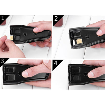 เครื่องตัดนาโนซิมคู่สำหรับ iPhone / Samsung / Huawei / Xiaomi (พร้อมอะแดปเตอร์นาโนซิมเป็นไมโครซิมการ์ด + นาโนซิมเป็นอะแดปเตอร์ซิมการ์ดมาตรฐาน + ไมโครซิมเป็นอะแดปเตอร์ซิมการ์ดมาตรฐาน + ที่วางถาดซิมการ์ดเครื่องมือสำคัญ Eject Pin), Dual Nano Sim Cutter