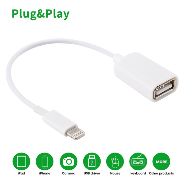 สายอะแดปเตอร์ USB Female ถึง 8pin Male OTG รองรับ iOS 10.2 และต่ำกว่า ความยาว: 18 ซม