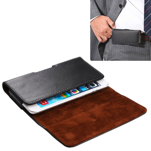 ซองหนังสไตล์แนวนอนสากล / กระเป๋าคาดเอวพร้อมเฝือกด้านหลังสำหรับ iPhone 6, Galaxy S4 และ S3