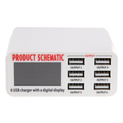 WLX-899 เครื่องชาร์จ USB 30W 5V 6A เอาต์พุต 3.5A เครื่องชาร์จ USB 6 พอร์ตความเร็วสูงสูงสุดพร้อมจอแสดงผลดิจิตอลและสายเคเบิล 1.5 ม., WLX-899