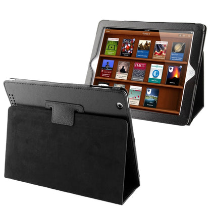 หนังพับเนื้อลิ้นจี่คุณภาพสูงพร้อมฟังก์ชั่น Sleep / Wake-up & Holder สำหรับ iPad 2 / iPad 3 / iPad 4