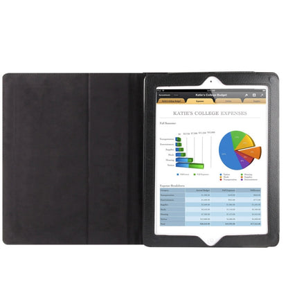 หนังพับเนื้อลิ้นจี่คุณภาพสูงพร้อมฟังก์ชั่น Sleep / Wake-up & Holder สำหรับ iPad 2 / iPad 3 / iPad 4