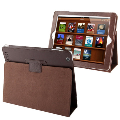 หนังพับเนื้อลิ้นจี่คุณภาพสูงพร้อมฟังก์ชั่น Sleep / Wake-up & Holder สำหรับ iPad 2 / iPad 3 / iPad 4