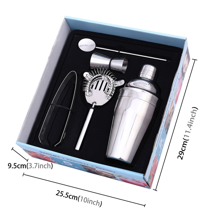 ชุดเชคเกอร์สแตนเลสคลาสสิก 5 in 1 ความจุ: 550 มล. (เชคเกอร์ + จิ๊กเกอร์ + ที่กรอง + คลิปน้ำแข็ง + ท่อคน), 5 in 1 Shaker Set