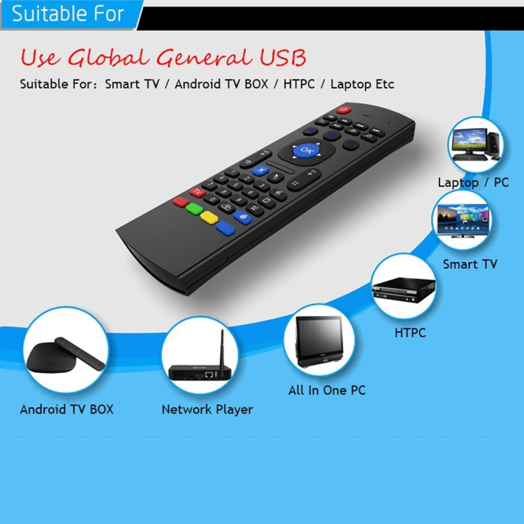 MX3 Air Mouse คีย์บอร์ดไร้สาย 2.4G รีโมทคอนโทรลพร้อมทางลัดเบราว์เซอร์สำหรับ Android TV Box / Mini PC, Air Mouse
