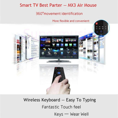 MX3 Air Mouse คีย์บอร์ดไร้สาย 2.4G รีโมทคอนโทรลพร้อมทางลัดเบราว์เซอร์สำหรับ Android TV Box / Mini PC, Air Mouse