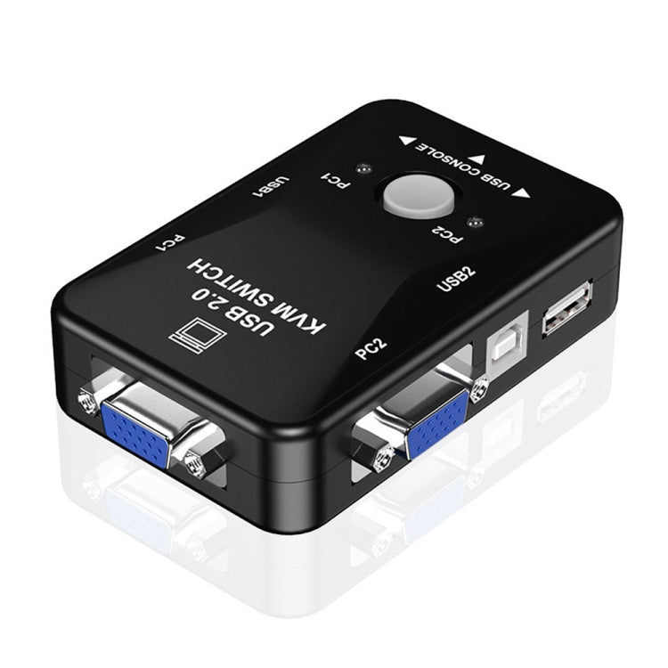 KVM-21UA 2 พอร์ต USB KVM Switch Box พร้อมปุ่มควบคุมสำหรับ PC คีย์บอร์ด เมาส์ Monitor, 2 Ports (with USB)