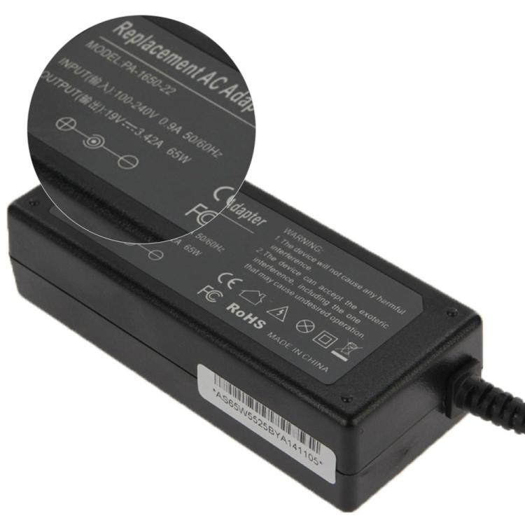อะแดปเตอร์ AC 19V 3.42A สำหรับแล็ปท็อป Acer, เคล็ดลับเอาต์พุต: 5.5 มม. x 2.5 มม., 3.42A