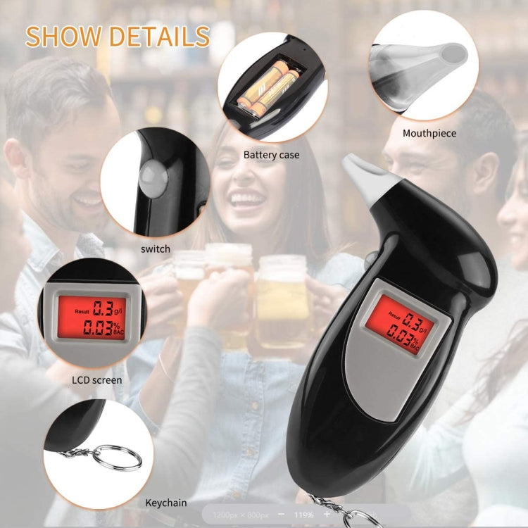 เครื่องวัดแอลกอฮอล์แบบดิจิตอล LCD Breathalyzer, Alcohol Tester 2