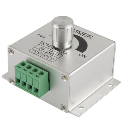 อลูมิเนียมสีเดียวสวิตช์หรี่ไฟ LED ตัวควบคุมหรี่ไฟสำหรับแถบไฟ DC12-24V, กระแสไฟขาออก: 8A