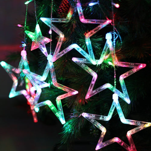 8 โหมดสีสัน 10 ดาวสไตล์แสงคริสต์มาสตกแต่งแถบน้ำแข็งน้ำแข็ง, ปลั๊ก EU, Stars