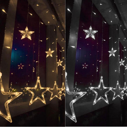 8 โหมดสีสัน 10 ดาวสไตล์แสงคริสต์มาสตกแต่งแถบน้ำแข็งน้ำแข็ง, ปลั๊ก EU, Stars