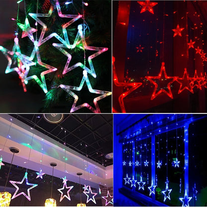 8 โหมดสีสัน 10 ดาวสไตล์แสงคริสต์มาสตกแต่งแถบน้ำแข็งน้ำแข็ง, ปลั๊ก EU, Stars