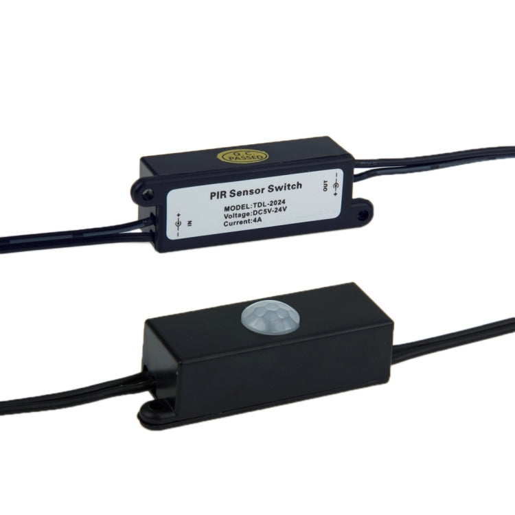 TDL-2024 สวิตช์เซ็นเซอร์ PIR ขั้วต่อ LED พร้อมอะแดปเตอร์ DC ชายและหญิงขนาด 5.5 x 2.1 มม. สำหรับ LED Strip