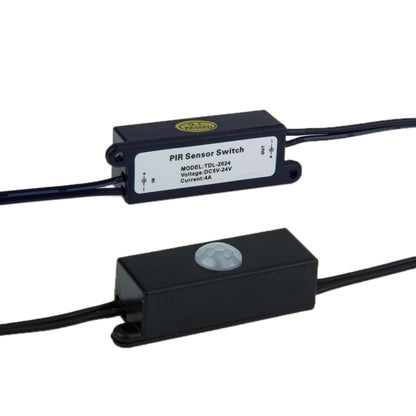 TDL-2024 สวิตช์เซ็นเซอร์ PIR ขั้วต่อ LED พร้อมอะแดปเตอร์ DC ชายและหญิงขนาด 5.5 x 2.1 มม. สำหรับ LED Strip