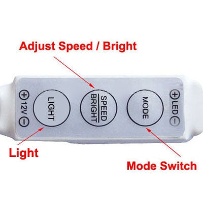 3 คีย์มินิคอนโทรลเลอร์ Dimmer สำหรับ 3528/5050 SMD ไฟ LED Strip สีเดียวพร้อมขั้วต่อ DC, DC 12V, DC 12V