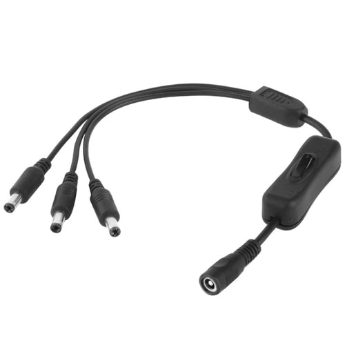 ขั้วต่อสายไฟ DC ขนาด 5.5 x 2.1 มม. หญิงถึง 3x พร้อมสวิตช์สำหรับ LED Strip ความยาว: 30 ซม.