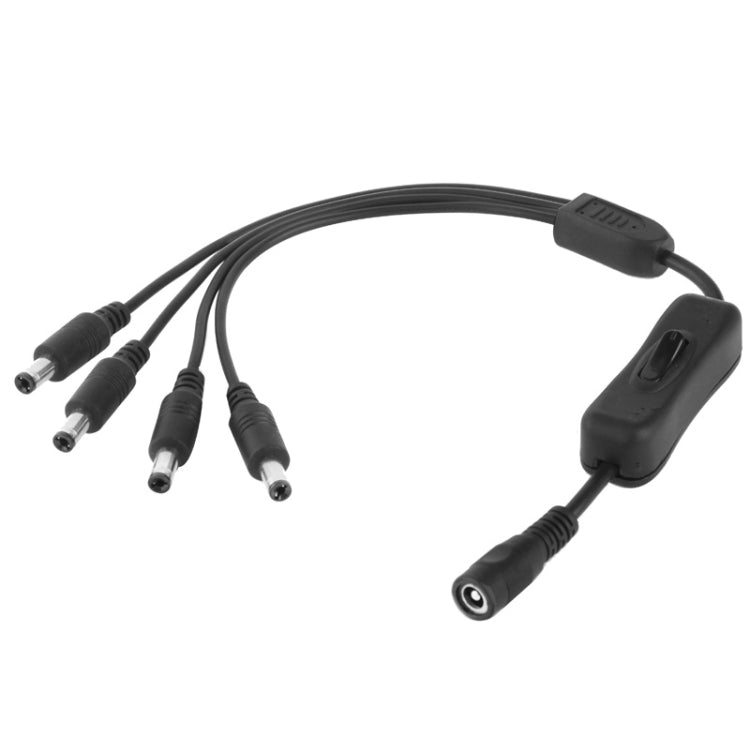 ขั้วต่อสายไฟ DC ขนาด 5.5 x 2.1 มม. หญิงถึง 4x พร้อมสวิตช์สำหรับ LED Strip ความยาว: 30 ซม.