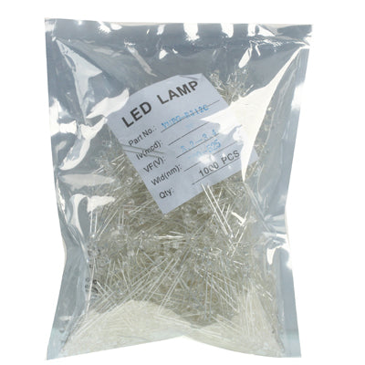 หลอดไฟ LED น้ำใสขนาด 3 มม. จำนวน 1,000 ชิ้น